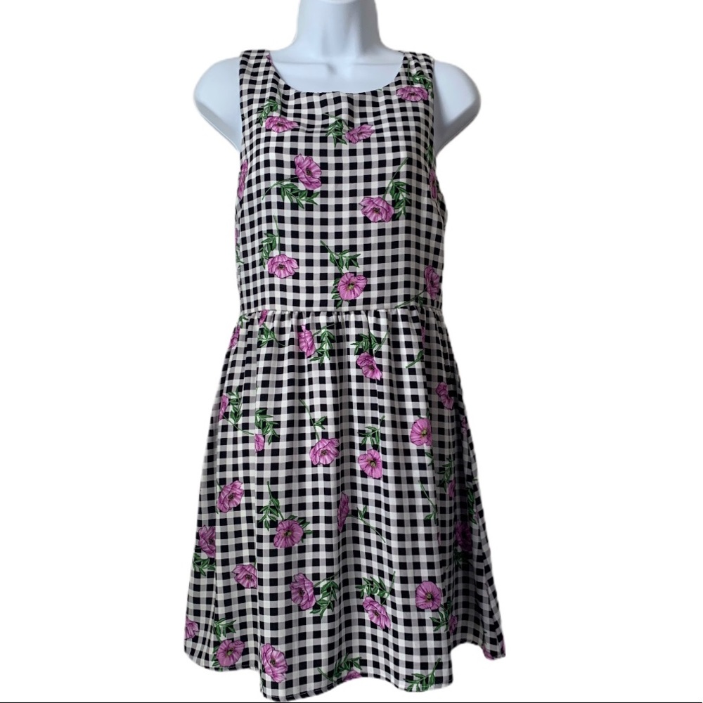 Everly  black purple floral dress